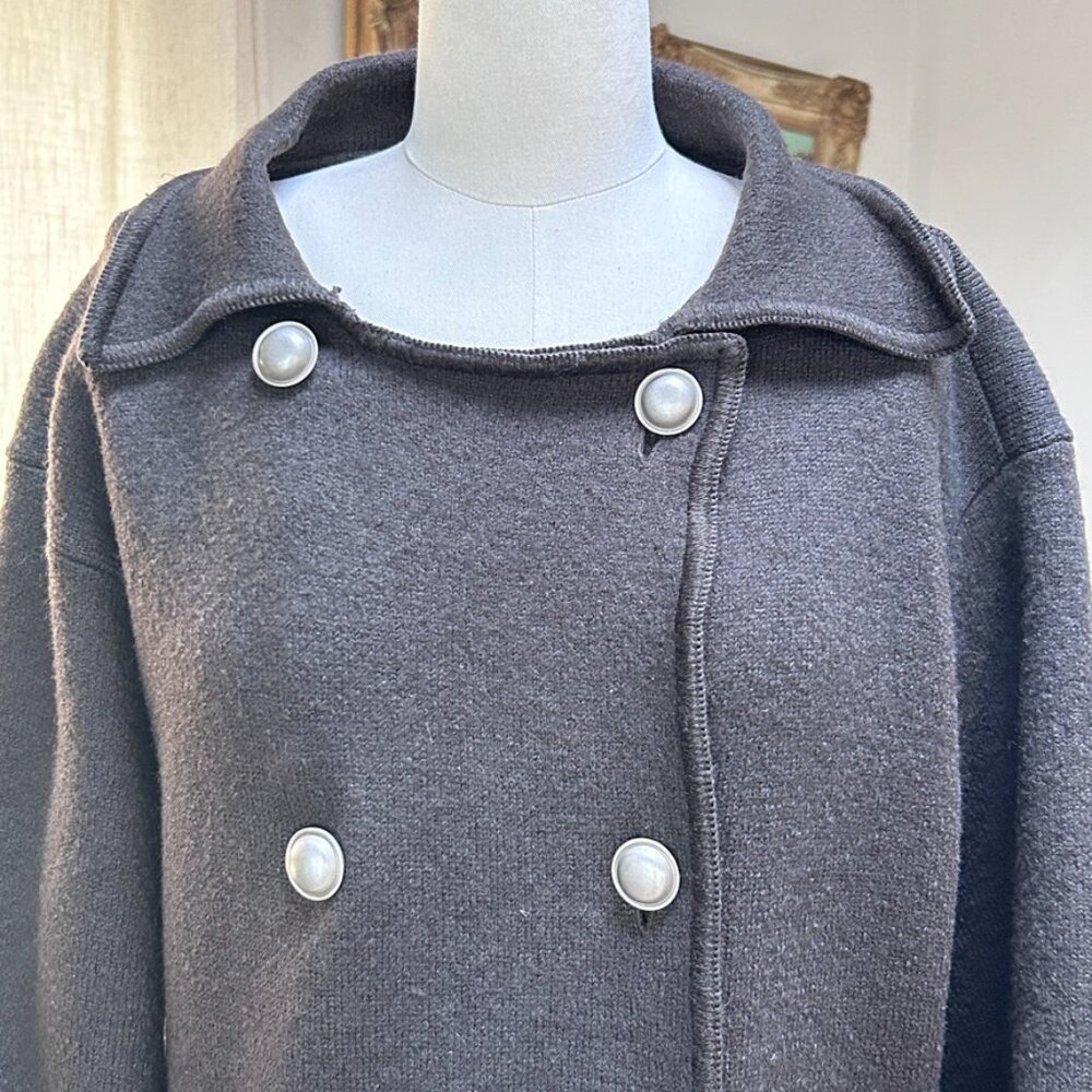 Wool Lagenlook Oversized Double Breasted Soft Layer Coat Jacket Minimalist M - Picture 9 of 13